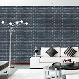 Asian royal Black & White Brick Pattern Printed Self Adhesive Wall Sticker-picture-34
