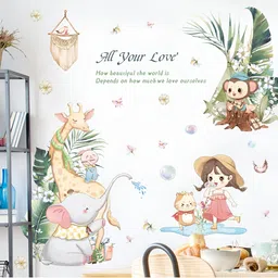 Asian royal Pink & Yellow Printed Self-Adhesive Wall Sticker-picture-30