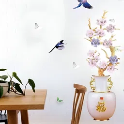 Asian royal White & Pink 3D Printed Self Adhesive Wall Sticker-image-92
