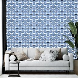 British Terminal Blue & White Printed Self-Adhesive Wallpaper-picture-38