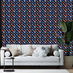 British Terminal Black & Blue Abstract Printed Wallpaper-picture-24
