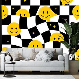 British Terminal Black Abstract Printed WallPaper-picture-36