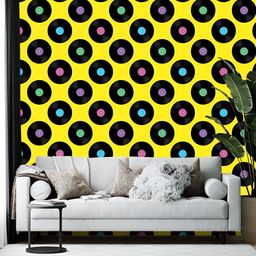 British Terminal Yellow & Black Geometric Printed Self Adhesive Wall Sticker-picture-1