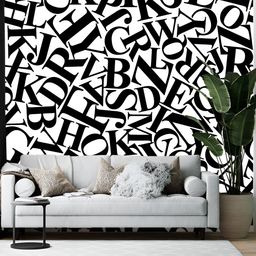 British Terminal White & Black Abstract Printed Wallpaper-picture-36