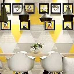 Asian royal Yellow & Grey Printed Self Adhesive Wallpaper Sticker-picture-22