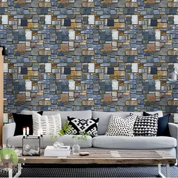 Aura Grey & White 3D Printed Self Adhesive Wall Sticker-image-5