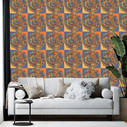British Terminal Blue & Orange Abstract Printed Self-Adhesive Wallpaper-picture-29
