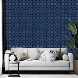 British Terminal Navy Blue & White Abstract Printed Wallpaper-picture-37