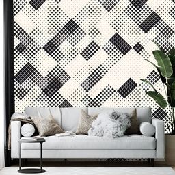 British Terminal White & Black Abstract Printed Wall Wallpaper-picture-34