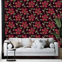 British Terminal Burgundy & Pink Printed Abstract Wallpaper-picture-26