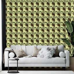 British Terminal Green & Brown Abstract Printed Wallpaper Sticker-picture-49