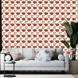 British Terminal Red & White Abstract Printed Wall Paper-picture-9