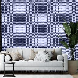 British Terminal White & Blue Geometric Printed Self Adhesive Wallpaper-picture-4