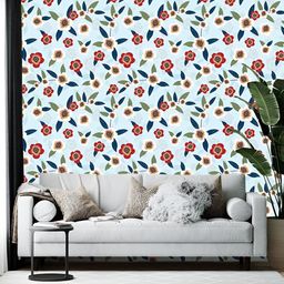 British Terminal Blue & Red Floral Printed Self-Adhesive Wall Paper-picture-29