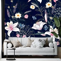 British Terminal Blue & White Floral Printed Self-Adhesive Wallpaper-picture-12