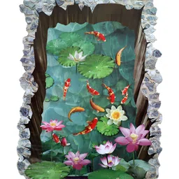 Asian royal Green & Red Floral Print Self Adhesive Wall Sticker-image-94