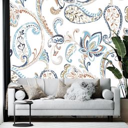 British Terminal White & Blue Floral Printed Self Adhesive Wallpaper-picture-33