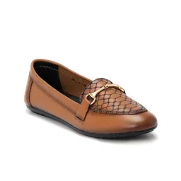 Zoom Shoes Women Textured Lightweight Comfort Insole Leather Horsebit Loafers-image-89
