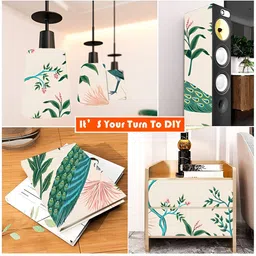 British Terminal Pink & Green Birds Printed Self Adhesive Wall Sticker image 4