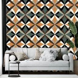 British Terminal Green & Blue Abstract Printed Wallpaper image 5