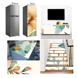 British Terminal Peach Coloured & Green Floral Printed Self Adhesive Wallpaper image 4