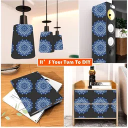 British Terminal Black & Blue Abstract Printed Wallpaper image 2