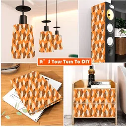 British Terminal Orange-Colored & Brown Abstract Printed Wallpaper image 5