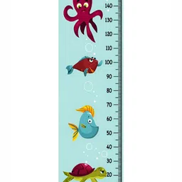 WENS Blue & Brown Water Creatures Printed Height Chart Wall Sticker image 2