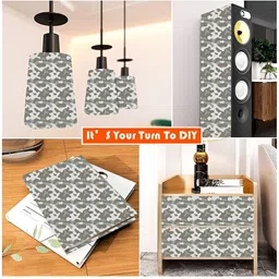 British Terminal Off-White & Grey Printed Self-Adhesive Water-Resistant Wallpaper image 3