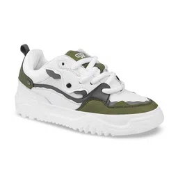 THE WHITE POLE Men Colourblocked Round Toe Lightweight Memory Foam Patent Leather Sneakers image 4