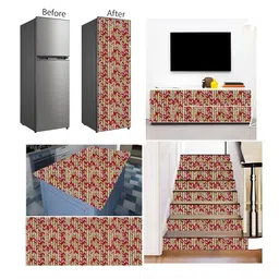 British Terminal Maroon & Green Abstract Printed Self-Adhesive Wall Sticker image 4