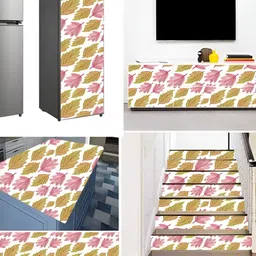 British Terminal Beige & Pink Floral Printed Self-Adhesive Wallpaper image 4