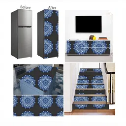 British Terminal Black & Blue Abstract Printed Wallpaper image 4