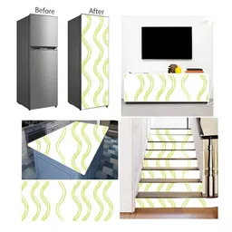 British Terminal White & Green Abstract Printed Self-Adhesive Water-Resistant Wallpaper image 5