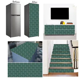 British Terminal Green & Beige Abstract Printed Self-Adhesive Wallpaper image 4