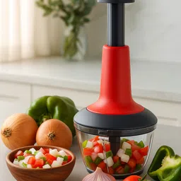 homix by stainless steel blade Manual Hand Press Vegetable Chopper multi colour pack 1 Vegetable & Fruit Chopper image 2