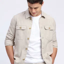 ONEMILE Men Floral Checked without Crop Denim Jacket image 1