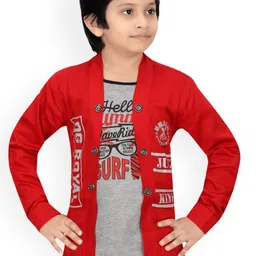 BAESD Boys Typography Printed Collarless Lightweight Open Front Jacket-picture-34