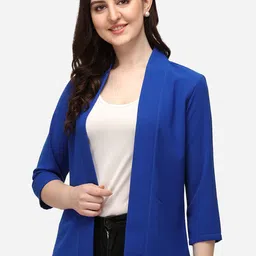 Smarty Pants Women Blue Lightweight Longline Open Front Jacket-image-97