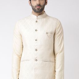 KISAH Woven Design Nehru Jacket With Brooch-picture-36