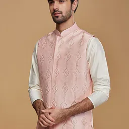 KISAH Men Geometric Woven Design Nehru Jacket-image-95