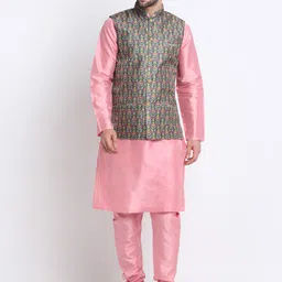 KRAFT INDIA Mandarin Collar Kurta with Churidar & Nehru Jacket-picture-38