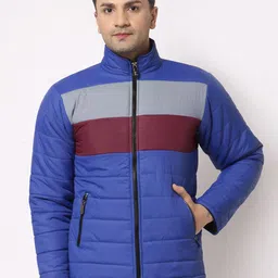 KLOTTHE Men Blue Maroon Colourblocked Water Resistant Outdoor Padded Jacket-picture-20