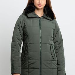 Status Quo Women Green Longline Padded Jacket-picture-31