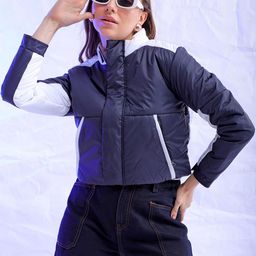 Freehand by The Indian Garage Co Women Striped Crop Padded Jacket-picture-32