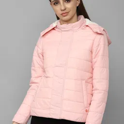 Allen Solly Woman Women Peach-Coloured Cotton Solid Padded Jacket-image-1