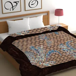 CG HOMES Brown& Blue Mink Floral 350 GSM Double Bed Blanket-picture-16
