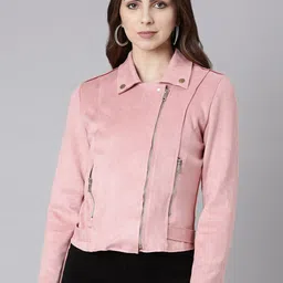SHOWOFF Spread Collar Long Sleeve Zip Detail Windcheater Crop Tailored Jacket-picture-34