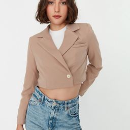 Trendyol Lapel Collar Crop Tailored Jacket-image-87