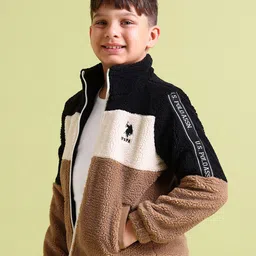 U.S. Polo Assn. Kids Boys Brown Black Colourblocked Tailored Jacket-picture-18